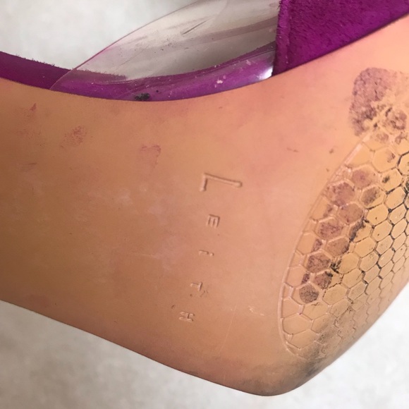 Leith Parker Clear d’Orsay suede fuchsia pump size 7 - Picture 7 of 8